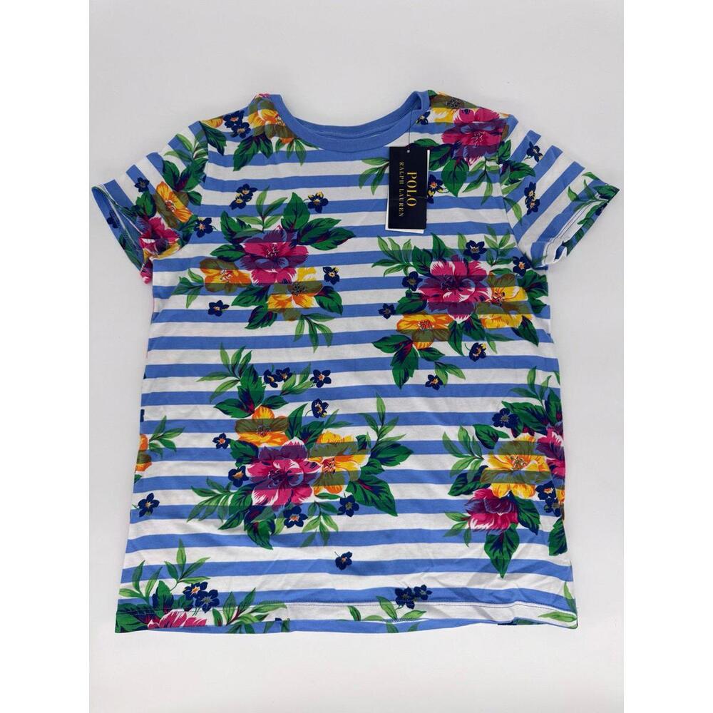 Girl’s Polo Ralph Lauren T-shirt Large 12/14 Floral Striped T-Shirt